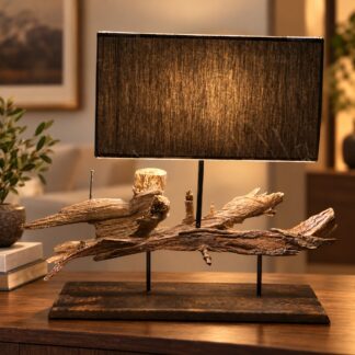 Χειροποίητο Επιτραπέζιο Φωτιστικό Driftwood Elegance από Φυσικό Ξύλο