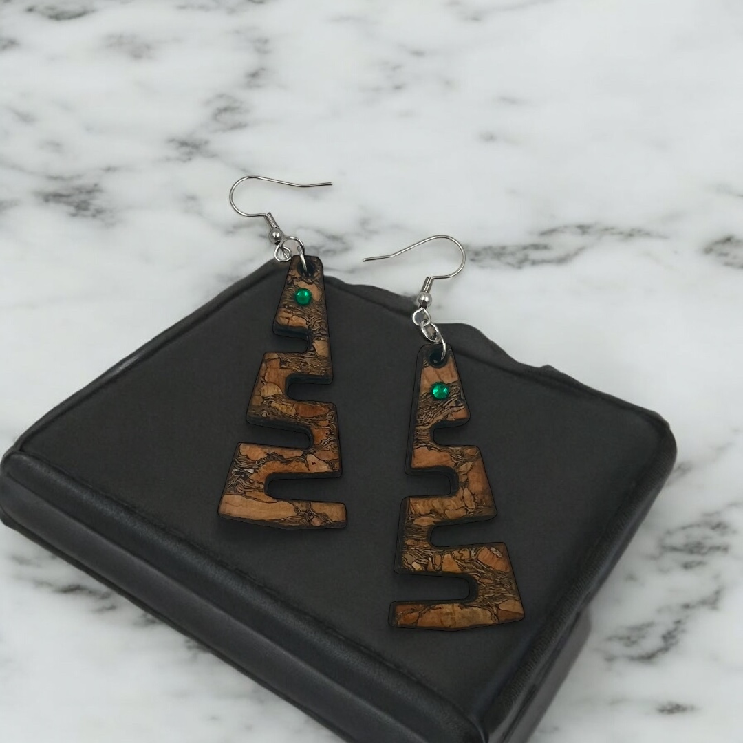 Ξύλινα Σκουλαρίκια “Crystal Cork”(RT541) - Image 2