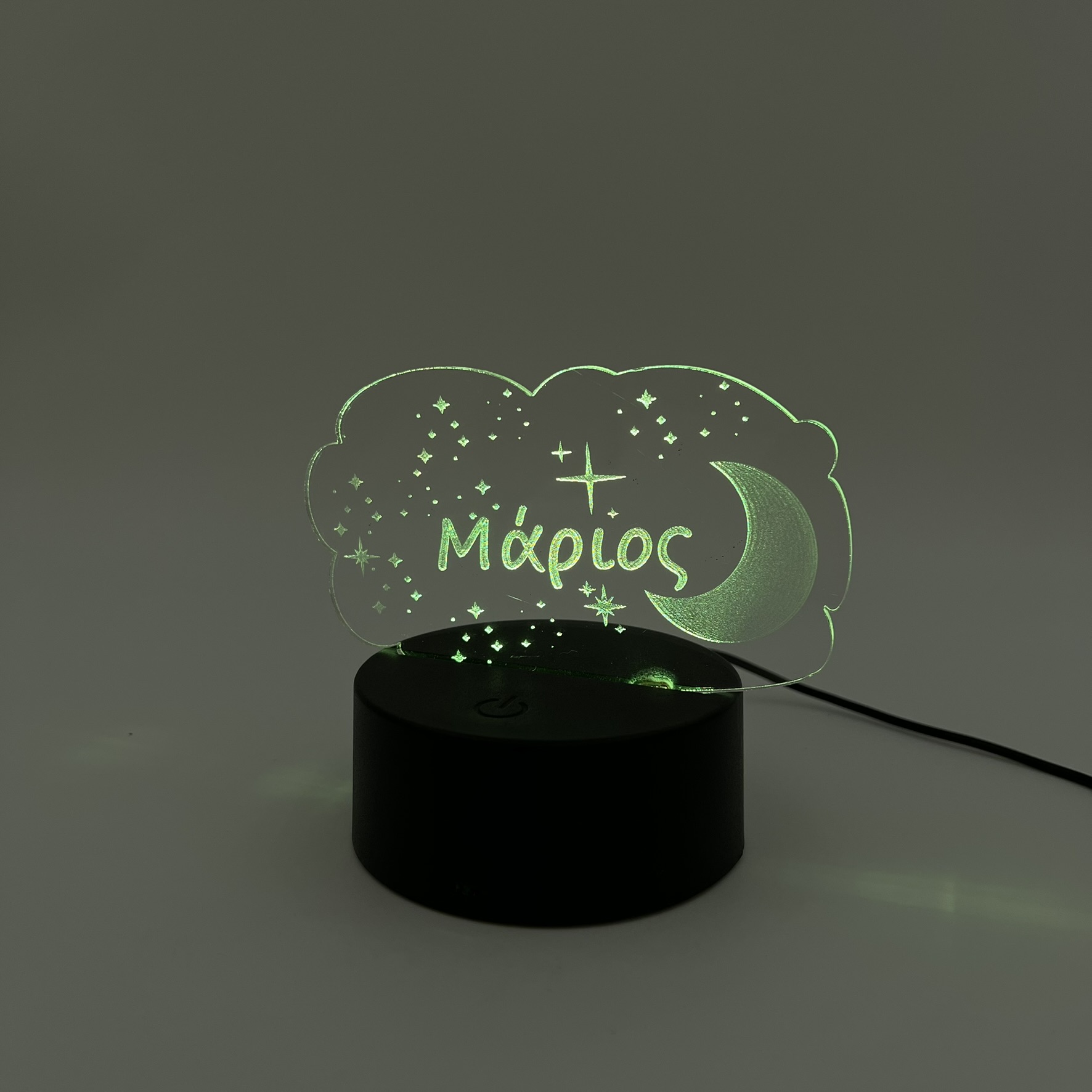 3D LED Φωτιστικό «Όνομα με Φεγγάρι & Αστέρια» - Προσωποποιημένο - Image 3