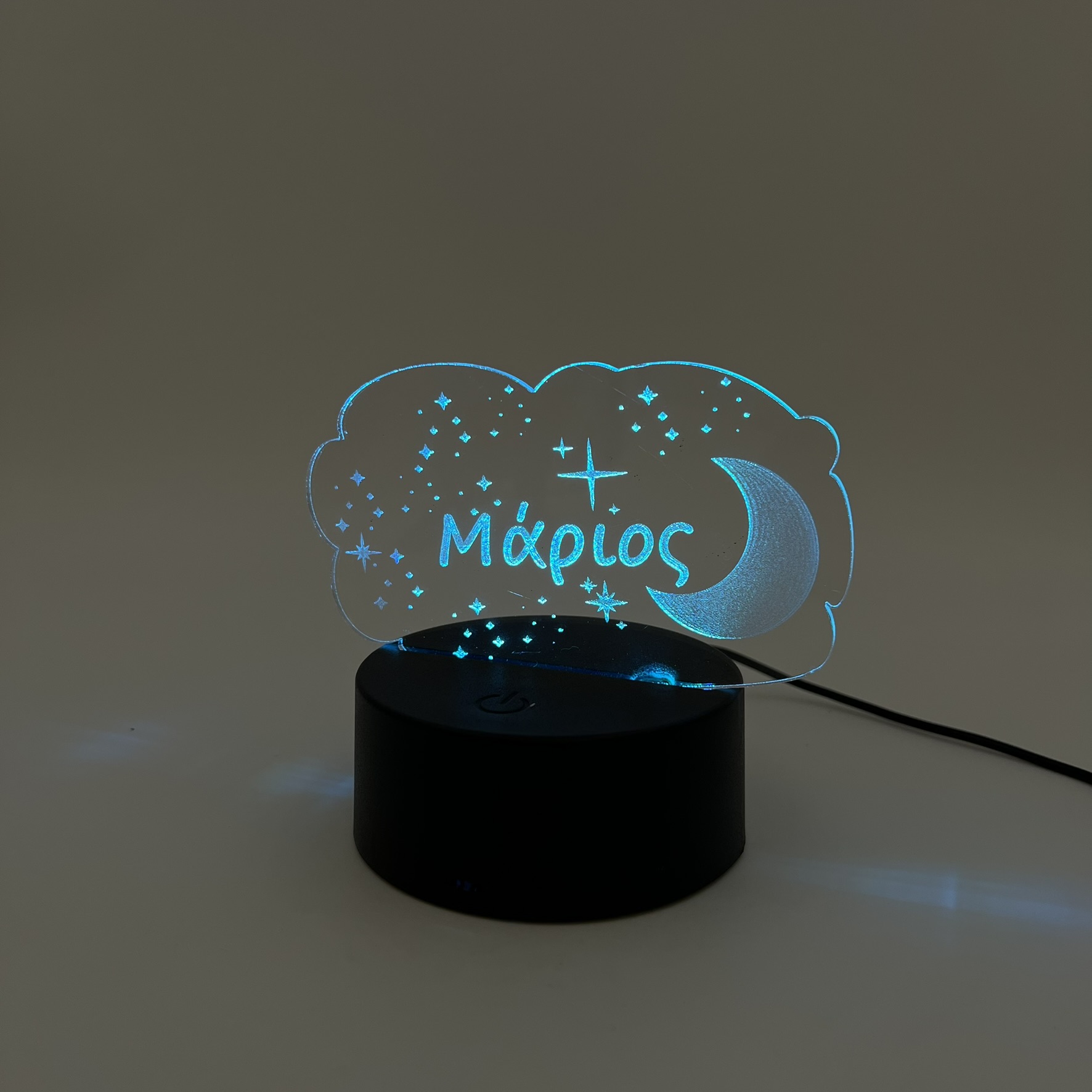 3D LED Φωτιστικό «Όνομα με Φεγγάρι & Αστέρια» - Προσωποποιημένο - Image 4
