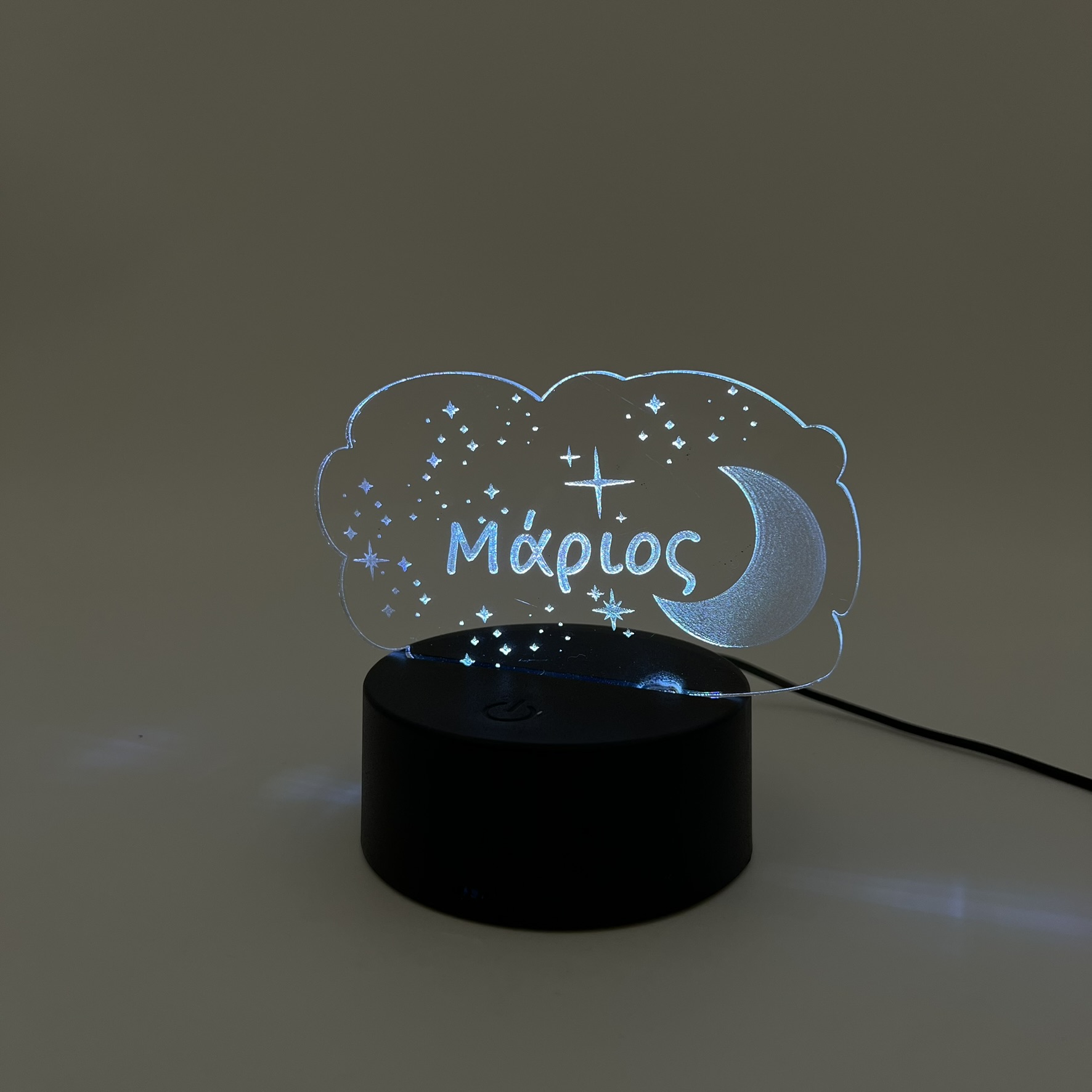 3D LED Φωτιστικό «Όνομα με Φεγγάρι & Αστέρια» - Προσωποποιημένο - Image 6