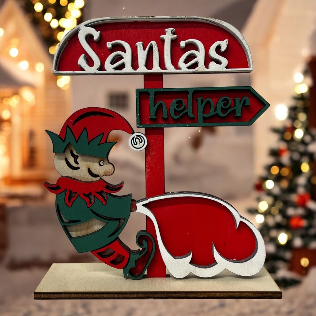 Ξύλινη Χριστουγεννιάτικη Σύνθεση “Santa’s Helper” - Image 3