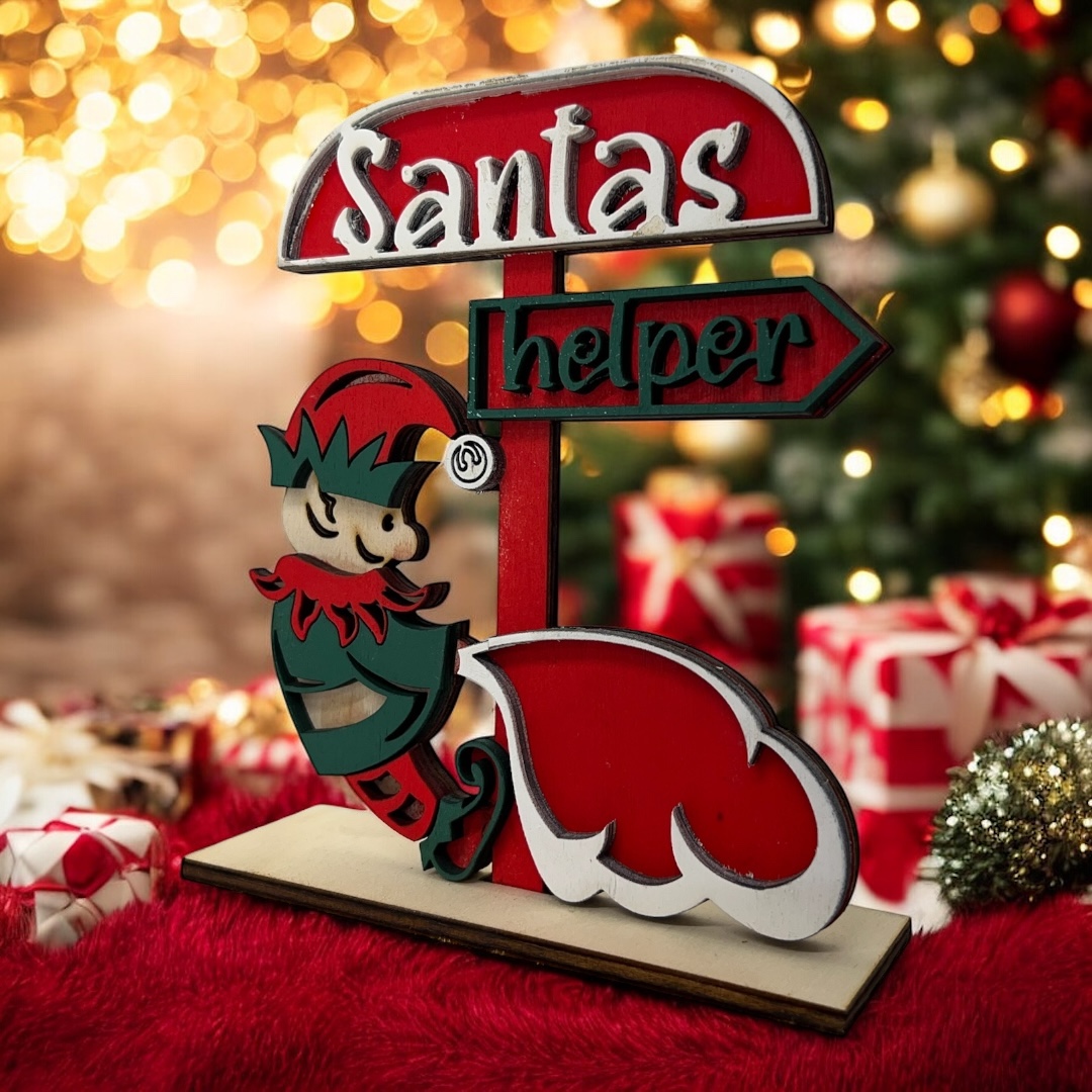 Ξύλινη Χριστουγεννιάτικη Σύνθεση “Santa’s Helper” - Image 2