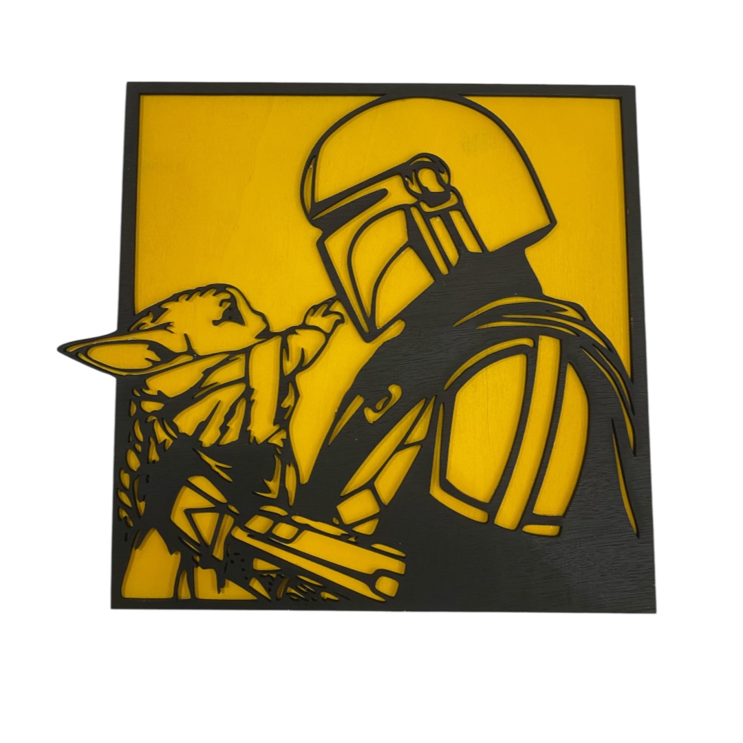 Ξύλινο Κάδρο The Mandalorian & Grogu – Sci-Fi Wall Art