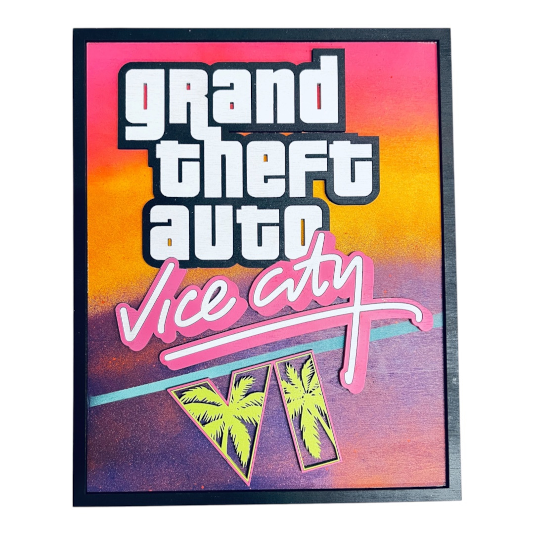 Ξύλινο Κάδρο GTA Vice City – Gaming Wall Art