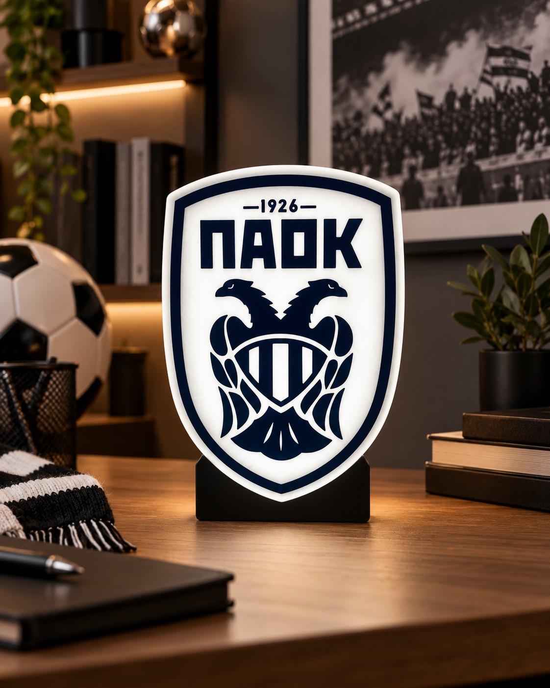 Φωτιστικό LED ΠΑΟΚ 3D Lightbox με έμβλημα δικέφαλου αετού