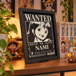 3D εκτυπωμένο κάδρο Nami Wanted από το One Piece με μαύρο πλαίσιο